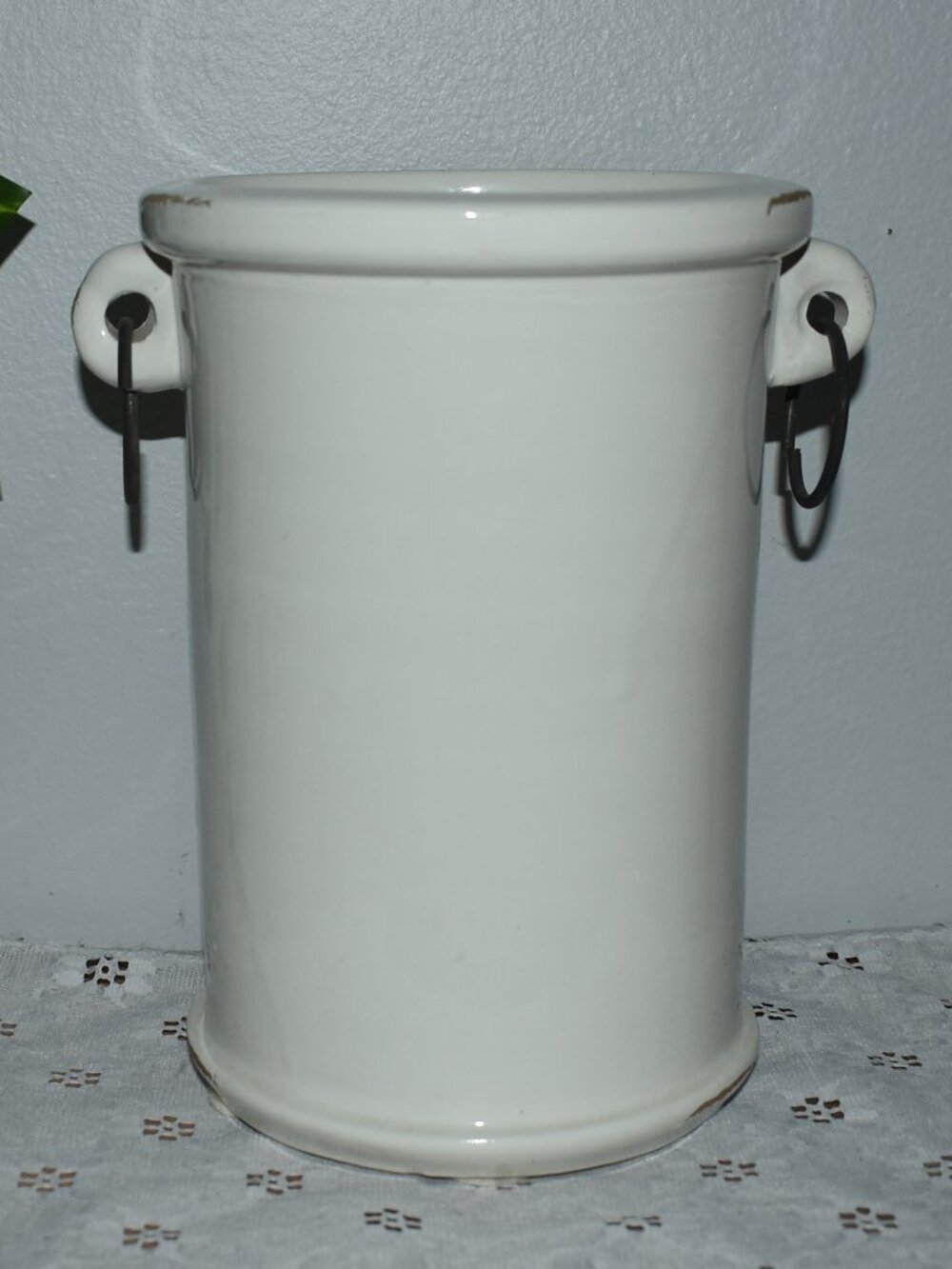 Vintage Pottery Barn Italian Ceramic Crock Wine Chiller Kitchen Utensil Holder